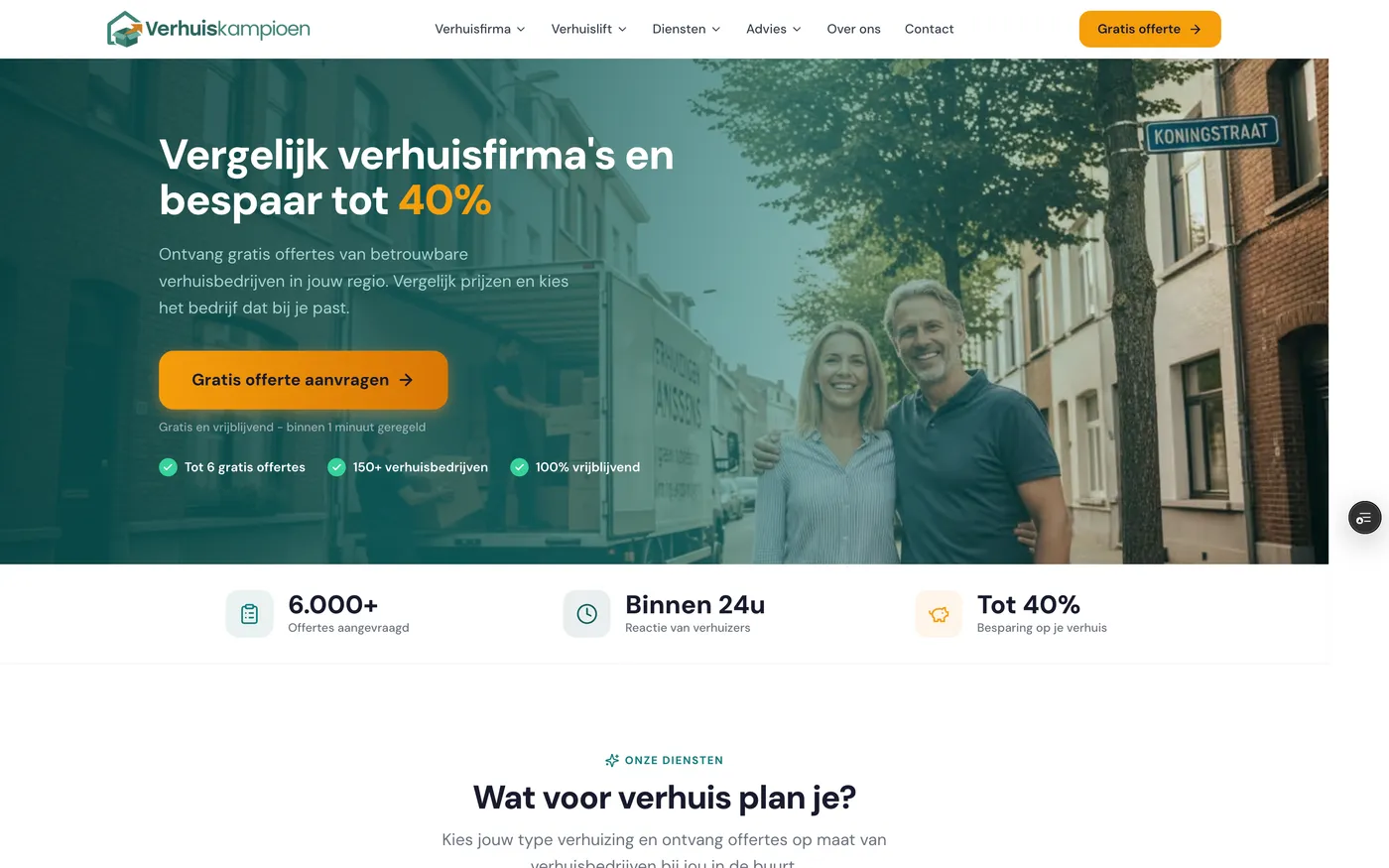 Screenshot van Verhuiskampioen.be